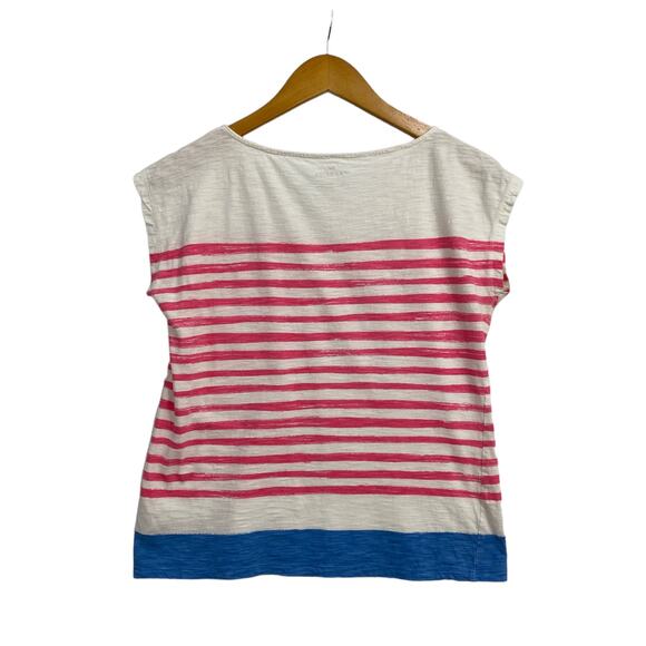 Talbots Sleeveless Top Women's Small White Striped Round Neck Shirt 100% Cotton - Picture 2 of 10